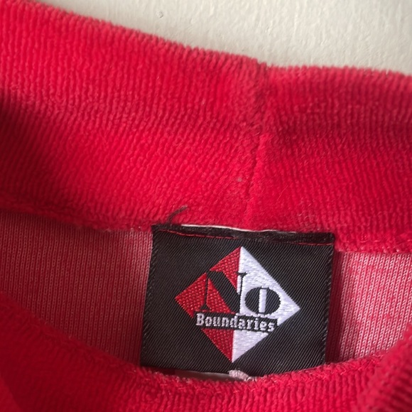 Vintage No Boundaries red velour mock neck short sleeve blouse - Picture 3 of 5